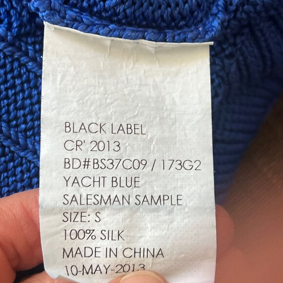 RALPH LAUREN Vintage Black Label Silk Cobalt Blue Cable Knit Cardigan Size S - Picture 7 of 7